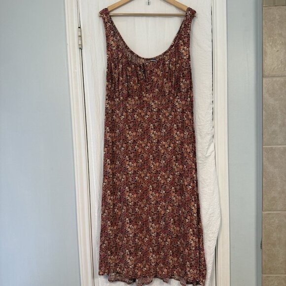 Old Navy Waist-Defined Floral Midi Dress XXL Peasant Cottage Babydoll - Picture 9 of 11
